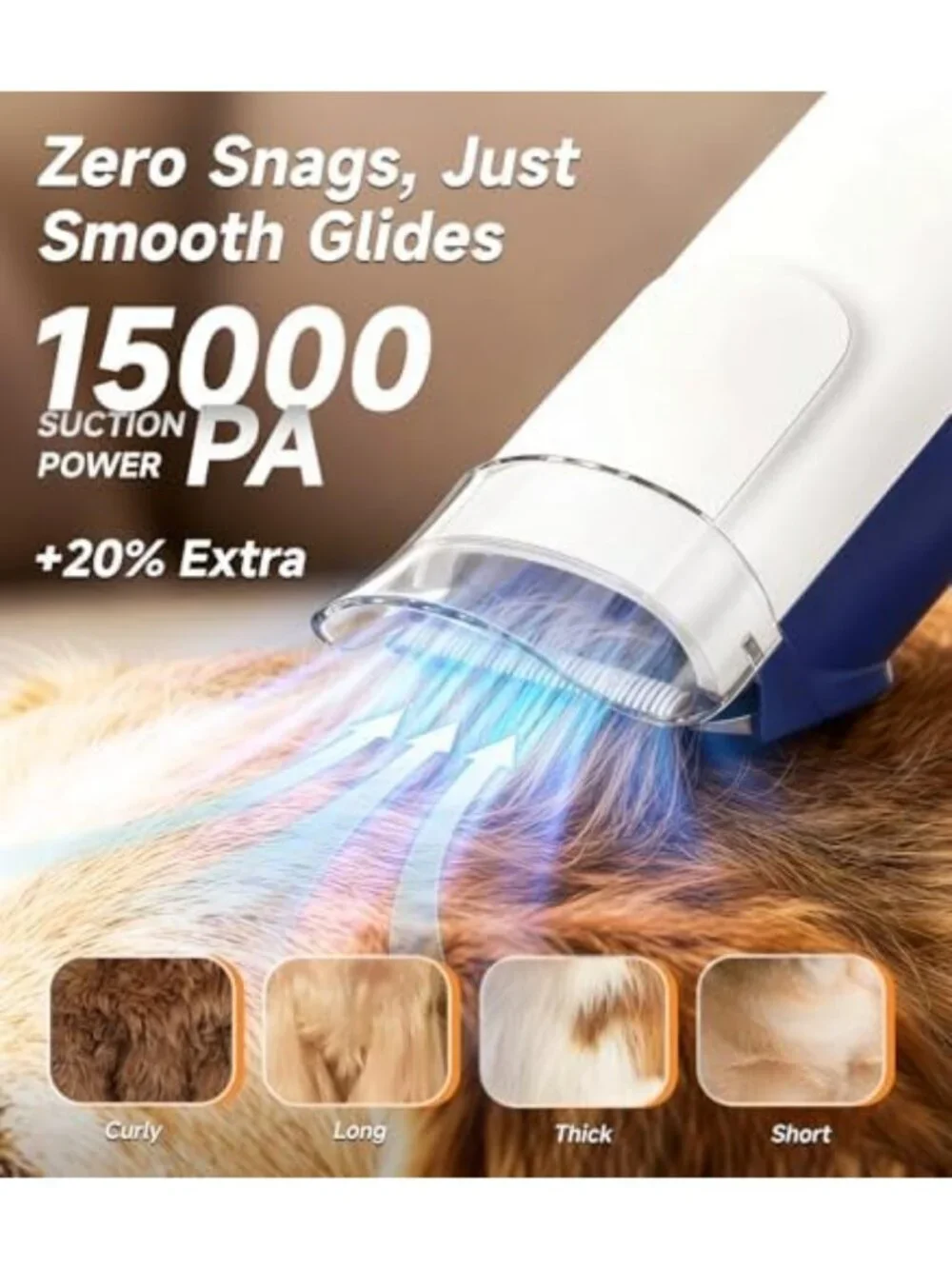 Powerful Dog Grooming Vacuum Kit with 15000Pa Suction, Clipper & Shedding Brush